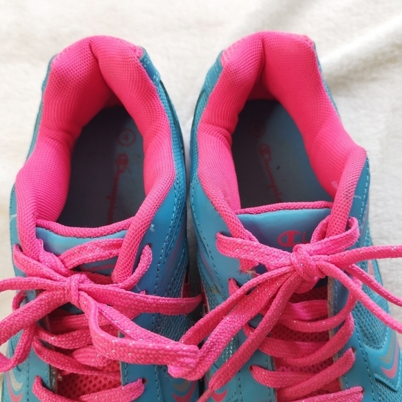 Champion Neon Blue and‎ Pink Sparkly Girls Running Shoe - Picture 6 of 8